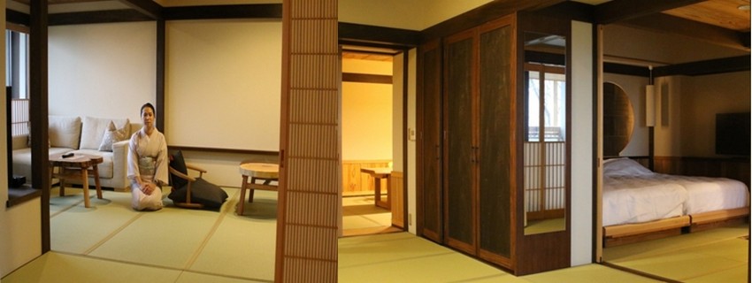 les 20 chambres de l'Hôtel Madoka No Mori ont une décoration simple, raffinée et fonctionnelle. © Mathis Cros.