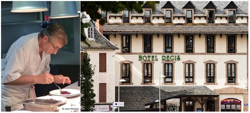 Le grand chef Michel Bras en pleine activité  © Yann Menguy ; Le très bel Hôtel Regis situé à Laguiole.  © DR