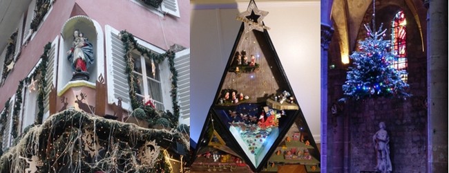 Sélestat en Alsace : Une vierge veille au-dessus de la Maison du pain © Catherine Gary ; Concours des sapins de Noël au Complexe Sainte Barbe. © Catherine Gary; Exposition L'Histoire du Sapin à l'église Saint Georges © Catherine Gary Sélestat en Alsace : Une vierge veille au-dessus de la Maison du pain © Catherine Gary ; Concours des sapins de Noël au Complexe Sainte Barbe. © Catherine Gary; Exposition L'Histoire du Sapin à l'église Saint Georges © Catherine Gary