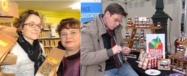 De gauche à droite : Désormais Stéphanie Richard (à gauche) exporte ses pâtes en Belgique grâce à Lysiane Demjanin. © Bertrand Munier ; ) Ce n’est pas une galéjade, le safran se cultive dans les Vosges à Plombières-les-Bains grâce à Richard Thierry au « Domaine des Payoux ». © Bertrand Munier De gauche à droite : Désormais Stéphanie Richard (à gauche) exporte ses pâtes en Belgique grâce à Lysiane Demjanin. © Bertrand Munier ; ) Ce n’est pas une galéjade, le safran se cultive dans les Vosges à Plombières-les-Bains grâce à Richard Thierry au « Domaine des Payoux ». © Bertrand Munier