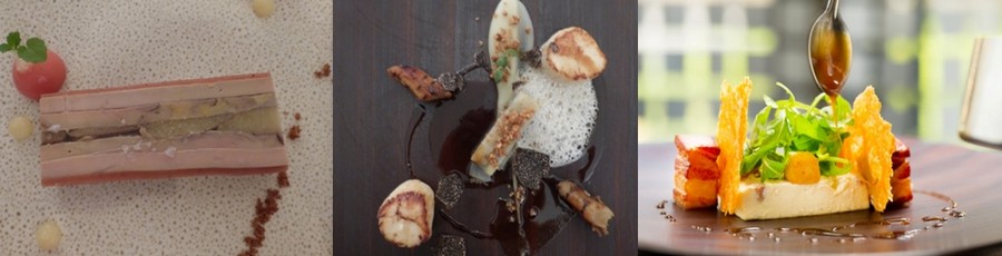 De gauche à droite : 1/ Foie Gras de canard Maison Audignac/ Coings/Vanille et subtilité de saveurs; © Catherine Gary 2/ Noix de Saint-Jacques snackées / réduction poulette/ millefeuille de topinambour / truffe / noisettes torrefiées au beurre salé; © citadelle-metz.com 3/ Quiche lorraine déstructurée © citadelle-metz.com De gauche à droite : 1/ Foie Gras de canard Maison Audignac/ Coings/Vanille et subtilité de saveurs; © Catherine Gary 2/ Noix de Saint-Jacques snackées / réduction poulette/ millefeuille de topinambour / truffe / noisettes torrefiées au beurre salé; © citadelle-metz.com 3/ Quiche lorraine déstructurée © citadelle-metz.com