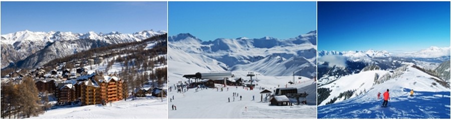 De gauche à droite : Le domaine de Risoul dans les Hautes-Alpes. ©Labellemontagne.; Le plateau du Rocherousse à Orcières. ©Labellemontagne.; La station de Praz-sur-Arly sur l’Espace Diamant. ©Labellemontagne. De gauche à droite : Le domaine de Risoul dans les Hautes-Alpes. ©Labellemontagne.; Le plateau du Rocherousse à Orcières. ©Labellemontagne.; La station de Praz-sur-Arly sur l’Espace Diamant. ©Labellemontagne.