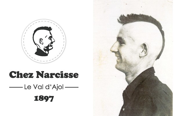 Le logo de l’établissement en mémoire de Narcisse Collot. ©Bertrand Munier; Suite à un pari osé pour son époque, Narcisse Collot fut un précurseur avant l’heure avec sa coupe de cheveux. ©Famille Collot Le logo de l’établissement en mémoire de Narcisse Collot. ©Bertrand Munier; Suite à un pari osé pour son époque, Narcisse Collot fut un précurseur avant l’heure avec sa coupe de cheveux. ©Famille Collot