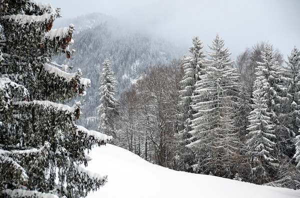 Le village des "Balcons du Mont Blanc" porte bien son nom en hiver... Et fait la joie de tous ceux qui viennent s'entraîner aux plaisirs de la glisse et des randonnées en raquette....© David Raynal