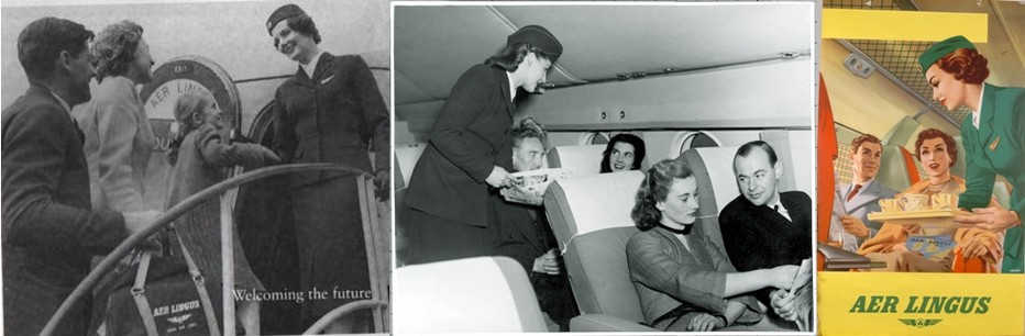 L’année 1958 marquera également la mise en service du premier vol transatlantique d’Aer Lingus depuis Dublin et Shannon vers New York.; Photo 3/ 1950s Transatlantic Service Poster. © Archives Aer Lingus