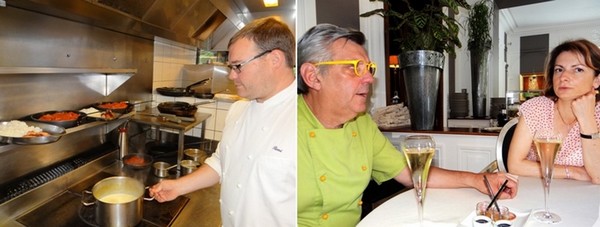 De gauche à droite : ) Rémi Gornet est second de cuisine aux Ducs De Lorraine depuis 2001. ©Bertrand Munier ; Le chef Claudy Obriot en compagnie de Séverine… une gastronome vosgienne avertie. ©Bertrand Munier