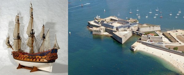 Maquette du navire le Soleil d'Orient qui donnera son nom à la ville qui voit le jour : Lorient.-©musee-indes ; Sur l’autre rive du Blavet ou de la rade de Lorient se trouve la Citadelle de Port Louis qui date de Henri IV et de Louis XIII. On peut visiter les sites : Musée de la Compagnie des Indes, Musée de la Marine, Musée du Sauvetage en mer. © Armor.Argoat.asso.fr Maquette du navire le Soleil d'Orient qui donnera son nom à la ville qui voit le jour : Lorient.-©musee-indes ; Sur l’autre rive du Blavet ou de la rade de Lorient se trouve la Citadelle de Port Louis qui date de Henri IV et de Louis XIII. On peut visiter les sites : Musée de la Compagnie des Indes, Musée de la Marine, Musée du Sauvetage en mer. © Armor.Argoat.asso.fr