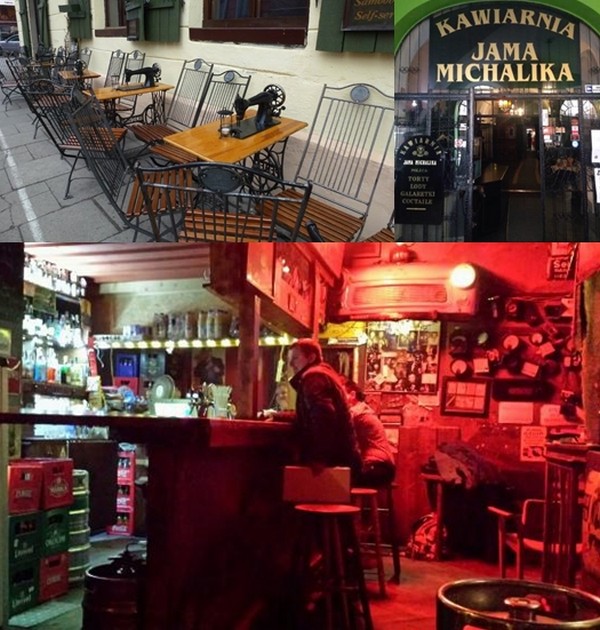 En haut à gauche : Le Singer, en plein quartier de Kazimierz ; Le Café Jama Michalika au coeur de la Vieille ville; Le Propaganda, à Cracovie [Kazimierz]. Copyright tripadvisor.co.uk