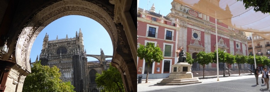 la cathédrale et l’alcazar, l'un des deux plus importants monuments la ville. Avec autour l’entrelacs des ruelles, les façades aux balcons en fer forgé, les cours secrètes : l’ancien quartier juif de Santa Cruz  © C.Gary