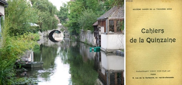 De gauche à droite : Une vue très poétique dans la ville de Chartres    © O.T.ville de Chartres; Un des Cahiers de la Quinzaine dont le contenu date d'un siècle. Un contenu qui est d’une grande actualité aujourd’hui.   © DR