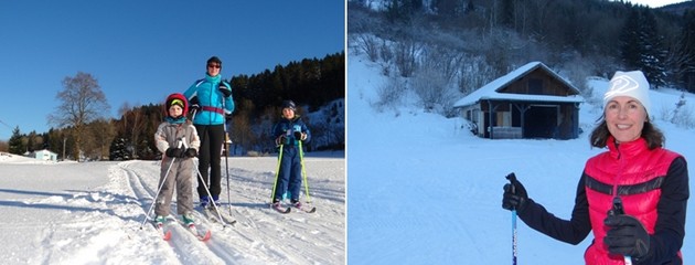 1/ Les familles accourent au Domaine des Truches. ©Bertrand Munier ;  2/ Du ski sur fond carte postale. ©Bertrand Munier