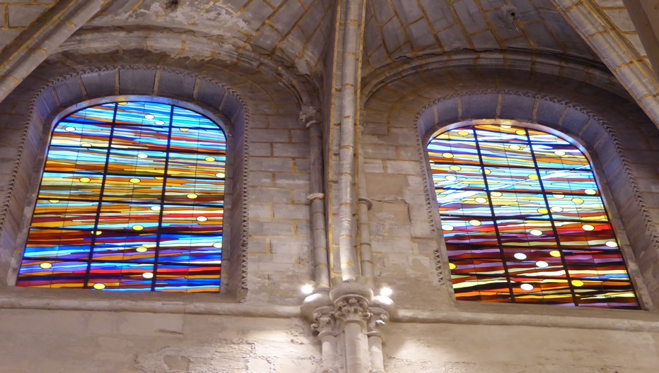 Les vitraux de la Cathédrale. A Cuenca la mosquée édifiée durant la période arabe s’est muée en cathédrale gothique à la Reconquête, en 1177.© Catherine Gary Les vitraux de la Cathédrale. A Cuenca la mosquée édifiée durant la période arabe s’est muée en cathédrale gothique à la Reconquête, en 1177.© Catherine Gary