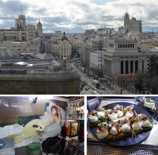 Vue d'en haut sur Madrid © O.T. Espagne; Maja nue au Bar Los Gatos; Los Gatos pour son décor et ses tapas. © Catherine Gary Vue d'en haut sur Madrid © O.T. Espagne; Maja nue au Bar Los Gatos; Los Gatos pour son décor et ses tapas. © Catherine Gary