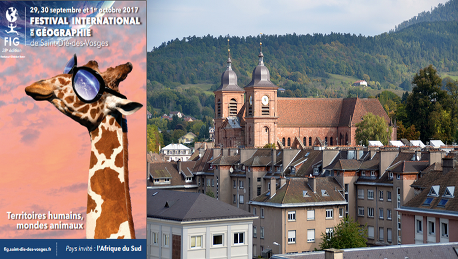 Du 29 septembre au 1er octobre, la ville de Saint-Dié-des-Vosges accueille la 28e édition du Festival International de géographie. Copyright Affiche FIG  et paysage David Raynal
