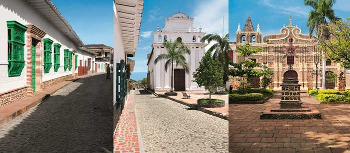 Terre de ferveur, Santa Fe de Antioquia est fière de ses églises classiques ou baroques dont certaines ajoutent à la sérénité des places ombragées de palmiers comme Sainte Barbara. Copyright C.Gary