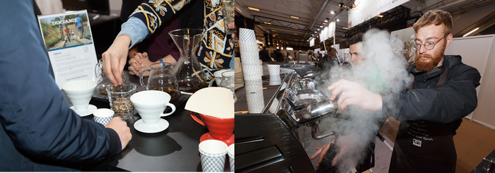 Les meilleurs baristas de France  présents à la Foire de Paris pour proposer leurs recettes originales et régaler les passants à chaque moment de la journée : expressos, cappuccinos. Copyright D.R.