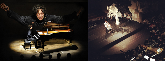 De gauche à droite : 18 juillet Pascal Amoyel, le pianiste aux 50 doigts ©Francis Campagnon  - 6 juillet : La_Flute enchantée Petite Symphonie et les Lunaisiens ©Florent Paillart