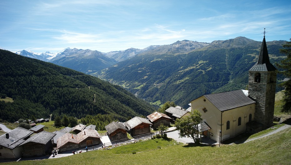 Le village de Chandolin dans le val d’Anniviers, un village haut perché.© OT Valais