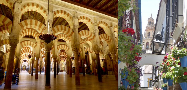 De gauche à droite : Cordoue la mosquée-cathédrale ; Cordoue la Judéria .© C.Gary
