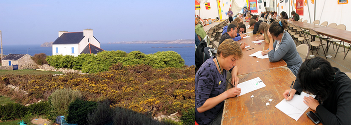 Pour la dictée les participants doivent rédiger une nouvelle commençant par la phrase suivante :"Il y a vingt ans, ce fut comme un coup de foudre. Et l'île aujourd'hui est si...". @ David Raynal Pour la dictée les participants doivent rédiger une nouvelle commençant par la phrase suivante :"Il y a vingt ans, ce fut comme un coup de foudre. Et l'île aujourd'hui est si...". @ David Raynal