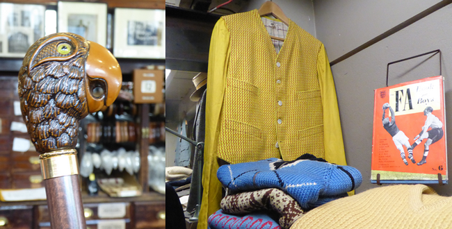 Les cannes à bec de perroquet comme celle de Mary Poppins chez James Smith & Sons  et  Vintage Showroom pour hommes   © C.Gary Les cannes à bec de perroquet comme celle de Mary Poppins chez James Smith & Sons  et  Vintage Showroom pour hommes   © C.Gary
