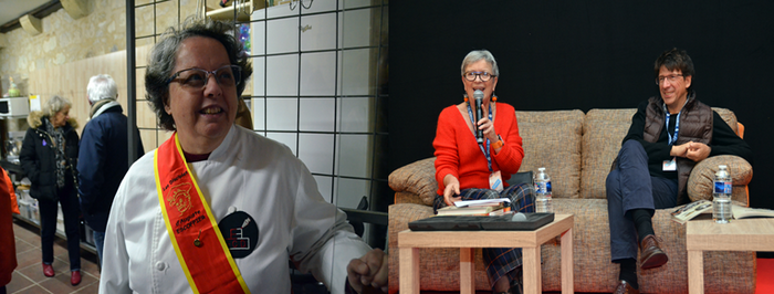 Lors du Salon du Livre Gourmand qui s'est déroulé à Périgueux de nombreux débats, érudits, ouverts et animés, avec la présence de nombreuses cheffes dont Hélène Martin et celle de  Eric Bilouez ... @ David Raynal