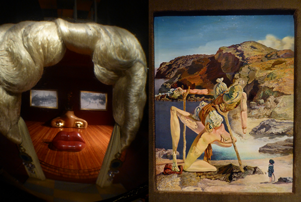 Dans la salle du Théâtre-Musée de Salvador Dali  Mae West, le sofa devient la bouche, les rideaux sont les cheveux, les deux tableaux forment les yeux. Le tout recompose le visage très fardé de cette star, sex-symbol de l’entre deux-guerres et parmi  plus de1500 œuvres on admire Le Spectre du sex-appeal, l’Autoportrait mou avec des lardons. Copyright Catherine Gary Dans la salle du Théâtre-Musée de Salvador Dali  Mae West, le sofa devient la bouche, les rideaux sont les cheveux, les deux tableaux forment les yeux. Le tout recompose le visage très fardé de cette star, sex-symbol de l’entre deux-guerres et parmi  plus de1500 œuvres on admire Le Spectre du sex-appeal, l’Autoportrait mou avec des lardons. Copyright Catherine Gary