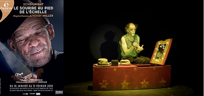 Denis Lavant dans Le Sourire au pied de l'échelle actuellement au théâtre de l'Oeuvre. Copyright Théâtre de l'Oeuvre