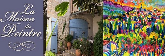 Armelle Andréi partage avec ses hôtes sa belle Provence et son talent de peintre :  Sa toile intitulée le " Village de Mallemort". @ DR