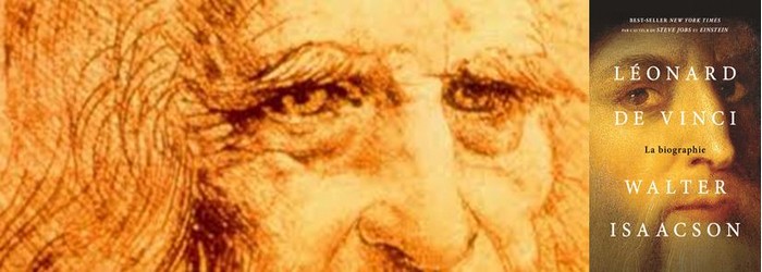 Autoportrait de et par Léonard de Vinci - Couverture du livre "Léonard de Vinci, la biographie " de  Walter Isaacson.@ DR