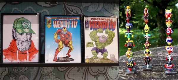 De gauche à droite : Les Chauvins. Des souvenirs drôles et emblématiques de la ville @ C.Gary et  Verrier Labelle Ikeya masques @ C.Gary De gauche à droite : Les Chauvins. Des souvenirs drôles et emblématiques de la ville @ C.Gary et  Verrier Labelle Ikeya masques @ C.Gary