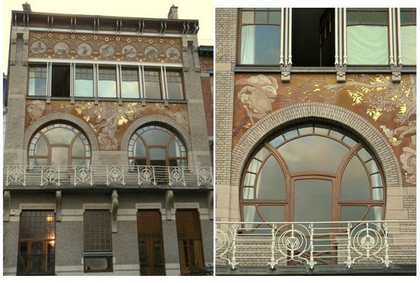Bruxelles - Hôtel Ciamberlani, rue Defacqz. Architecte : Paul Hankar. A noter les deux fenêtres de type mauresque. @ A.Degon