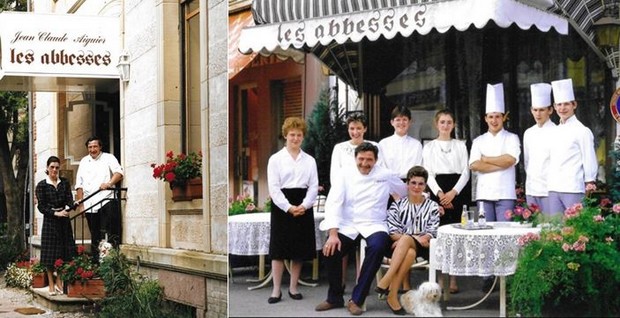 De gauche à droite : Le couple Aiguier au sein de leur second restaurant « Les Abbesses » situé au n°23 rue de la Louvière à Épinal dans les Vosges. ©F et J.C Aiguier ; Pour la première fois de leur carrière, Francine et Jean-Claude Aiguier sont aux rênes de leur propre établissement, et ce, à l’enseigne aux « Abbesses » à Remiremont dans les Vosges. ©F et J.C Aiguier