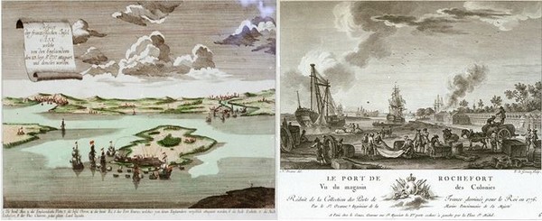 L'attaque de l'île d'Aix et de Rochefort en 1757 par la Royal Navy, 1764 et  Le port de Rochefort vu du magasin des colonies. L'attaque de l'île d'Aix et de Rochefort en 1757 par la Royal Navy, 1764 et  Le port de Rochefort vu du magasin des colonies.