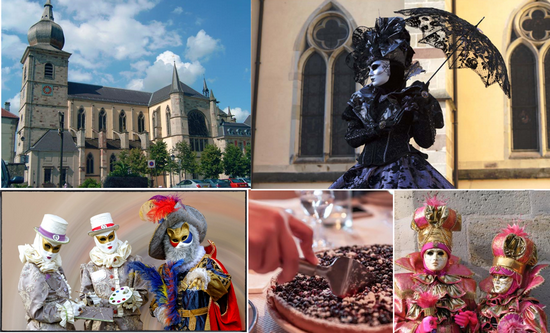 Eglise Abbatiale de Remiremont où se déroule dans toute la ville du 24 au 27 mars le Carnaval de Venise. @ DR ,@ L.Denne et Marc Foubet