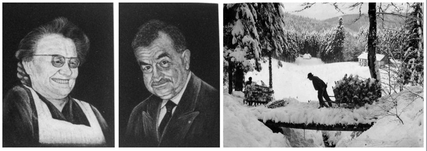 de gauche à droite : Émile Leduc donna son nom à Marie Valdenaire, le 12 août 1922. (Collection Marguerite Leduc);  Émile Leduc dans son antre de Frère-Joseph dans les années 1920 (collection Marguerite Leduc) de gauche à droite : Émile Leduc donna son nom à Marie Valdenaire, le 12 août 1922. (Collection Marguerite Leduc);  Émile Leduc dans son antre de Frère-Joseph dans les années 1920 (collection Marguerite Leduc)
