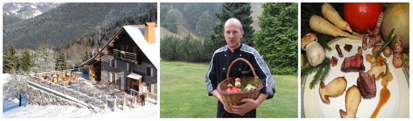 1/ La Ferme du Riant à Ventron, un havre de paix où les résineux s’élancent à l’assaut du ciel. (Crédit Photo Ermitage-Resort); Le chef-cuisinier  Rémy Zinsz  excelle à la tête des restaurants de l’Hôtel des Buttes, de l’Hôtel Ermitage et de la Ferme du Riant. (Crédit Photo L'Ermitage-Resort); 3/ Noix de Chevreuil aux saveurs locales, un plat concocté par le chef Rémy Zinsz (Crédit photo Bertrand Munier)