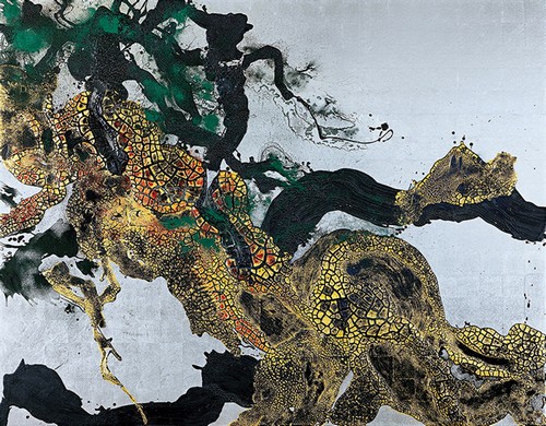 Takehiko Sugawara, un maître de la peinture japonaise à Paris - Résonance est le titre de cette toile - @ Galerie Taménaga