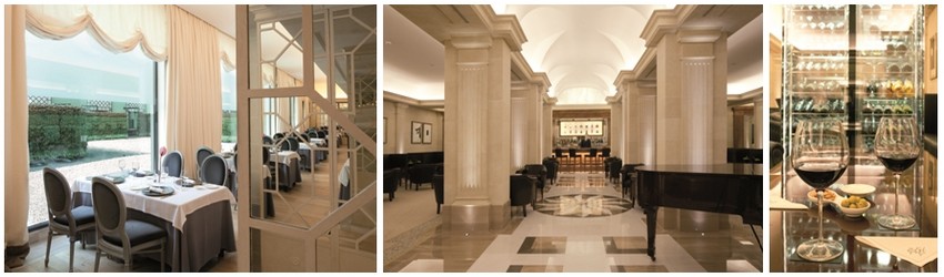 De gauche à droite : Le Salon Droma;  El Bar del Majestic est sans aucun doute, le cœur de l’hôtel. (Crédit Photos D.R.)