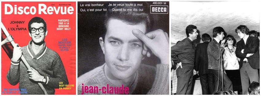 De gauche à droite : Un exemplaire du magazine « Disco Revue » en date de 1964. (Photo crédit : collection Bertrand Munier); Jean-Claude Berthon se lança dans une éphémère carrière de chanteur. (Photo crédit : collection Bertrand Munier); ) En 1963 au Golf Drouot à Paris, Jean-Claude Berthon aux côtés de Mike Jagger, le futur chanteur-batteur du mythique groupe rock britannique les Rolling Stones. (Crédit photo : HBK Rancurel - Photothèque)