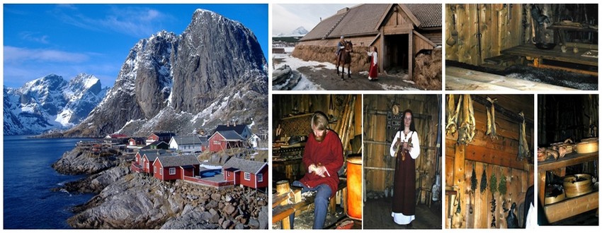 Des vestiges d’une habitation de chef Viking ont notamment été trouvés à Borg sur l’île Vestvågøy. Elle renferme la plus grande salle des fêtes jamais mise au jour.Une réplique du bâtiment a été construite, et le Musée Viking Lofotr à Borg a été inauguré en juin 1995. De son côté, Vågar, près de Kabelvåg, est la seule ville médiévale des régions septentrionales.(Crédit photo Lofotr-Viking-Museum-Northern-Norway)
