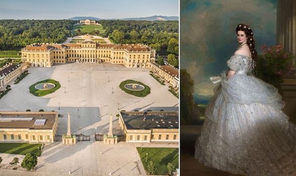 Le château de schoenbrunn @ Pixabay et le Portrait Elisabeth d'Autriche par Franz Xaver Winterhalter @ FS