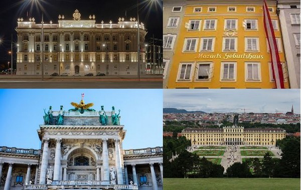 La Maison de l’Industrie, La Maison de Mozart,La Hofburg,Le château de Schönbrunn, @ Tripadvisor,Piabay le château vue des jardins @YelKrokoyado.
