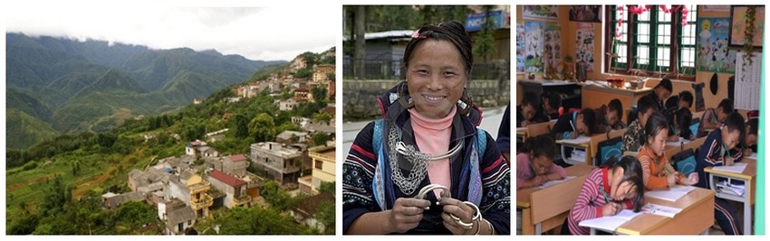 Arrivée à Sapa  des enfants et des femmes H’Mong assaillent les touristes pour leur vendre des produits réputés de l’artisanat. Dès le premier jour, on fait une rencontre étonnante dans l’école primaire du bas de la ville (Crédit photos DR)