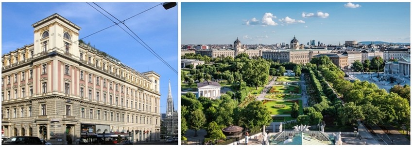 De gauche à droite le célèbre Palais Ephrussi à Vienne; Le Wolksgarten et les musées. (Copyright : Wien Tourismus/Christian Stemper)