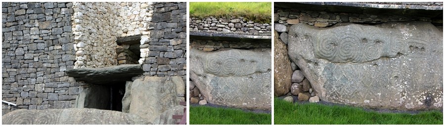 L’art des bâtisseurs de tombes à couloir a suscité l’intérêt des chercheurs dès la découverte de ces monuments.  Une partie de leurs ouvrages est proprement spectaculaire. A l’image des merveilleuses combinaisons de spirales, de losanges, de chevrons, de triangles aux circonvolutions captieuses et les dispositions parallèles de lignes et d’arcs. (Crédit photos David Raynal)