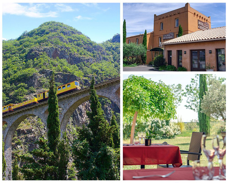 Symbole du pays Catalan dont il arbore fièrement les couleurs sang et or, le Canari, le plus haut chemin de fer à voie métrique d’Europe, relie à un rythme débonnaire et nonchalant, Villefranche-de-Conflent à Latour-de-Carol sur un peu plus de 62 km @ OT Font-Romeu, Angelys Resort.