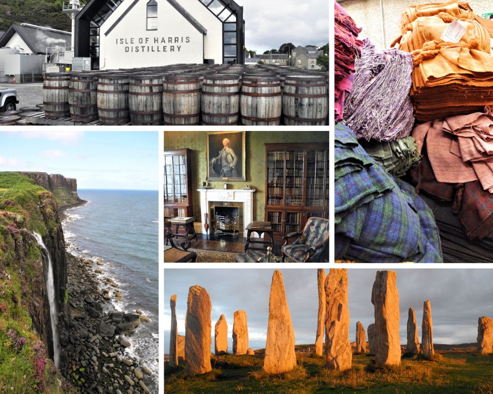 1/Hébrides IIe de Lewis et Harris Tarbert Distillerie 2 /Ile de Skye Kilt Rock 3/ Ile de Skye Dunvegan Castle 4/ Hébrides IIe de Lewis et Harris Fabrique de tweed The Tweed Mill 5/ Hébrides IIe de Lewis et Harris Site mégalithique de Callanish @ Claude Vautrin 1/Hébrides IIe de Lewis et Harris Tarbert Distillerie 2 /Ile de Skye Kilt Rock 3/ Ile de Skye Dunvegan Castle 4/ Hébrides IIe de Lewis et Harris Fabrique de tweed The Tweed Mill 5/ Hébrides IIe de Lewis et Harris Site mégalithique de Callanish @ Claude Vautrin