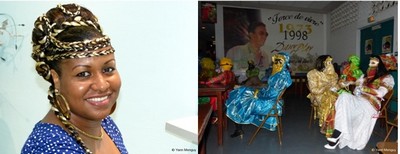 De gauche à droite : la chanteuse Nadège Chauvet, accompagnée par le groupe emblématique Les Mécènes, enflamme le bal dans le célèbre dancing Polina  de la petite ville de Matoury située non loin de Cayenne (Crédit photos Yann Menguy)