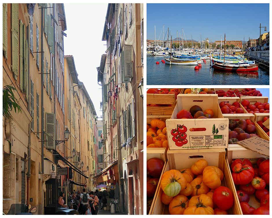 1/Se perdre dans l'ambiance des ruelles méditerranéennes 2/ Le port du vieux Nice 3/ Les saveurs du marché cours Saleya © OT Nice  ©Catherine Gary